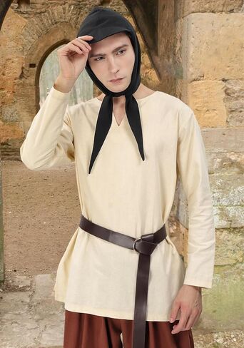 KUOIN Renaissance Coif Cap for Men, Medieval Brim Headscarf Bandana in Saudi Arabia