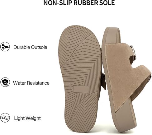 Platform Sandals Women Genuine Leather Slip-on Beach Slide Buckle Comfortable Sandals with Memory Foam Soft Lining and Open Toe Low Wedges in Saudi Arabia