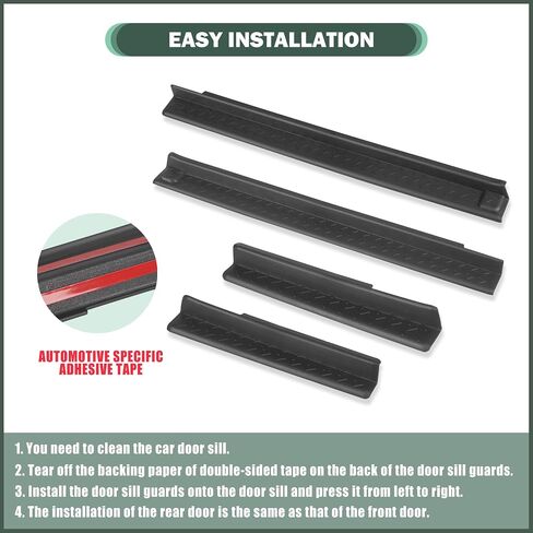 Front & Rear Door Sill Guards Compatible with 2007-2018 Jeep Wrangler JK JKU, All Terrain Threshold Entry Guard Kit, ABS, 4pcs, Black in Kuwait