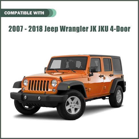Front & Rear Door Sill Guards Compatible with 2007-2018 Jeep Wrangler JK JKU, All Terrain Threshold Entry Guard Kit, ABS, 4pcs, Black in Kuwait