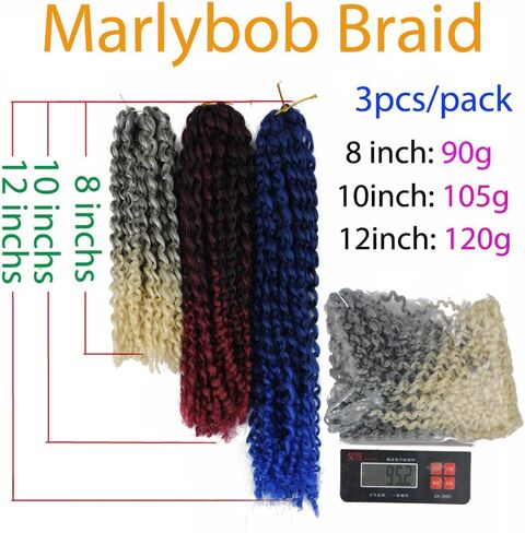 9 Bundles/Lot Haolocs Marlybob Crochet Braids Hair Short Passion Twist Synthetic Kinky Curly Braiding Hair Extensions (T1B/Gray, 12 Inch) in Saudi Arabia