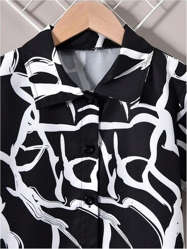 Verdusa Boy's 2 Piece Summer Casual Button Front Shirt and Track Shorts Printed 2 Pieces Outfit Set in Saudi Arabia