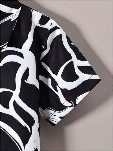Verdusa Boy's 2 Piece Summer Casual Button Front Shirt and Track Shorts Printed 2 Pieces Outfit Set in Saudi Arabia