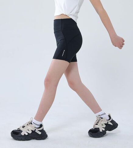 Dtone Girls Biker Shorts Shorts Kids High Pheched Yoga Shorts Shorts Gym Volleyball 5-14 سنوات in Kuwait
