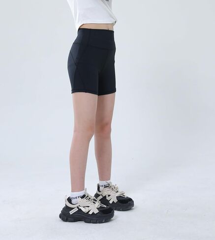 Dtone Girls Biker Shorts Shorts Kids High Pheched Yoga Shorts Shorts Gym Volleyball 5-14 سنوات in Kuwait