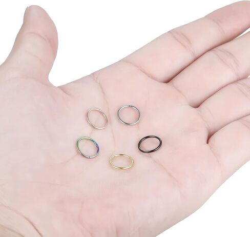 Xpircn 16G G23 التيتانيوم الأنف الدائري هوب أوبال تتدلى الحاجز خواتم الفرس الشفاه خواتم Daith Rook الحلزون الغضروف أقراط هوب ثقب للنساء الرجال in Saudi Arabia