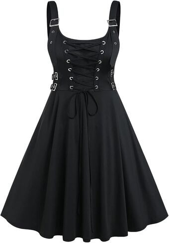 ROSE GAL Womens Plus Size Dresses Sleeveless Wrap Gothic Vintage 50S Spaghtti Strap Swing Maxi Dress in Saudi Arabia