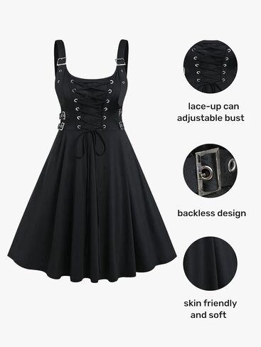 ROSE GAL Womens Plus Size Dresses Sleeveless Wrap Gothic Vintage 50S Spaghtti Strap Swing Maxi Dress in Saudi Arabia