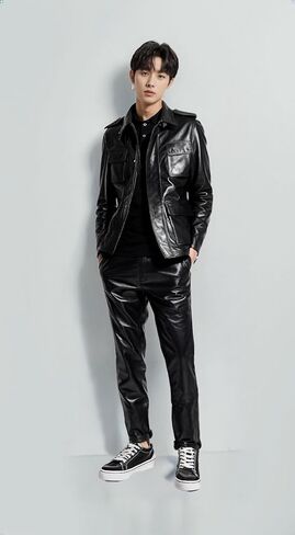 The Classo Hescotic Brown and Black Men Blazar Designer Leather Coat in Saudi Arabia