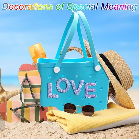 Diamond Letter Charms for Bogg Bag, Alphabet Sparkling Purple Rhinestones Lettering Accessories Charms for Simply Southern Bag, Insert Letters Charm for Handbag Beach Tote. in Saudi Arabia
