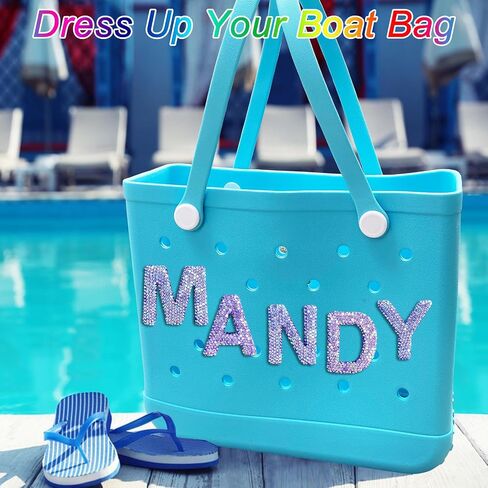 Diamond Letter Charms for Bogg Bag, Alphabet Sparkling Purple Rhinestones Lettering Accessories Charms for Simply Southern Bag, Insert Letters Charm for Handbag Beach Tote. in Saudi Arabia