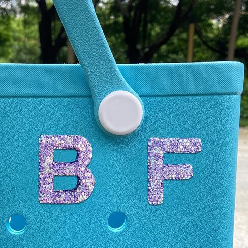 Diamond Letter Charms for Bogg Bag, Alphabet Sparkling Purple Rhinestones Lettering Accessories Charms for Simply Southern Bag, Insert Letters Charm for Handbag Beach Tote. in Saudi Arabia