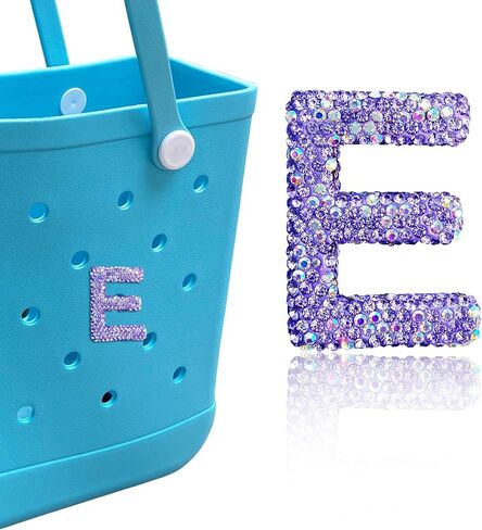 Diamond Letter Charms for Bogg Bag, Alphabet Sparkling Purple Rhinestones Lettering Accessories Charms for Simply Southern Bag, Insert Letters Charm for Handbag Beach Tote. in Saudi Arabia