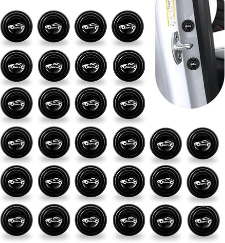 Pack-30 Car Door Shock Absorption Gasket, 1.1" x 0.4" Sports Car Decoration Buffer Sound Insulation Silicone Pad, Multi-Function Waterproof Self-Adhesive Sticker, Universal for Cars (Black) in Saudi Arabia