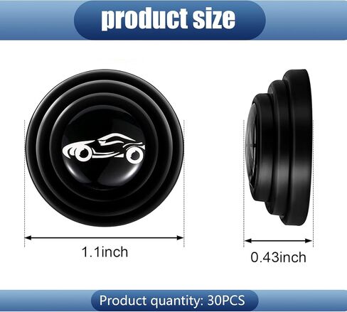 Pack-30 Car Door Shock Absorption Gasket, 1.1" x 0.4" Sports Car Decoration Buffer Sound Insulation Silicone Pad, Multi-Function Waterproof Self-Adhesive Sticker, Universal for Cars (Black) in Saudi Arabia