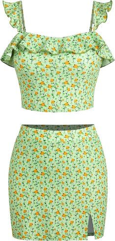 ZAFUL Women's Tankini Swimsuit Two Piece Tummy Control Bathing Suit Ruffled Flounce Swimwear with Skirt in Kuwait