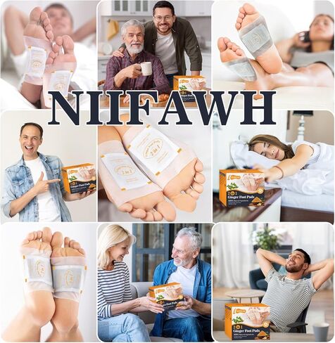 2 in 1 Foot Pads, Tear and Use Ginger Wormwood with Pure Natural Ginger Powder Bamboo Vinegar Wormwood, Bigger Adhesive ''Stay in Place'' All Night, 20 Pads in Kuwait