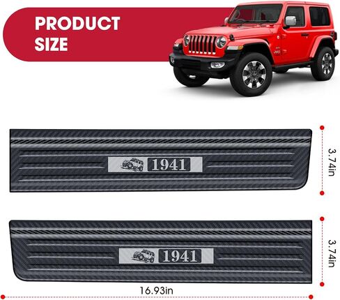 Door Sill Guards for Gladiator JT 2020-2025 & Jeep Wrangler 2018-2025 JL JLU 304 Stainless Steel Front and Rear Door Car Pedal Kick Protection Door Sill Protector | Carbon Fiber, 2 Door in Saudi Arabia