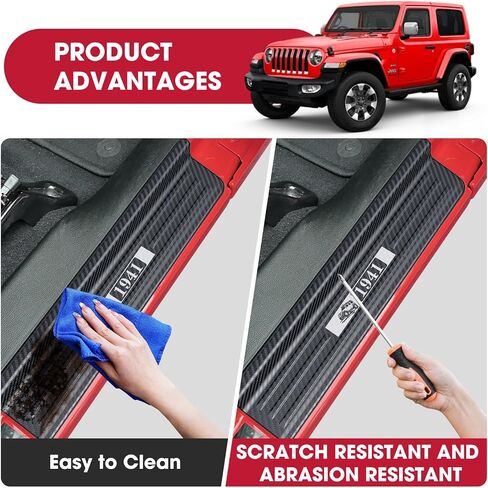 Door Sill Guards for Gladiator JT 2020-2025 & Jeep Wrangler 2018-2025 JL JLU 304 Stainless Steel Front and Rear Door Car Pedal Kick Protection Door Sill Protector | Carbon Fiber, 2 Door in Saudi Arabia