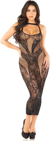 Leg Avenue Women’s Sweet Surrender Black Lace Dress Rhinestone Lingerie Dress for Women, BLACK, O/S in Saudi Arabia