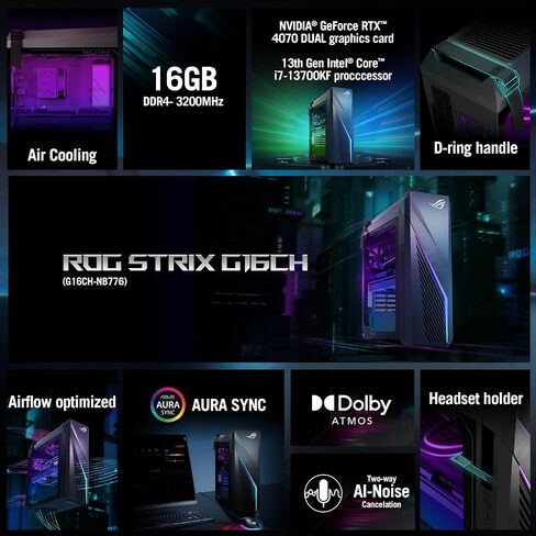 ASUS ROG Strix GA35 Gaming Desktop PC, GeForce RTX 3080, AMD Ryzen 9 5900X, 32GB DDR4 RAM, 1TB PCIe SSD + 2TB HDD, Dual Hot-Swap SSD Bays, ROG Scope & Chakram, Windows 10 Professional, GA35DX-XB989 in Saudi Arabia