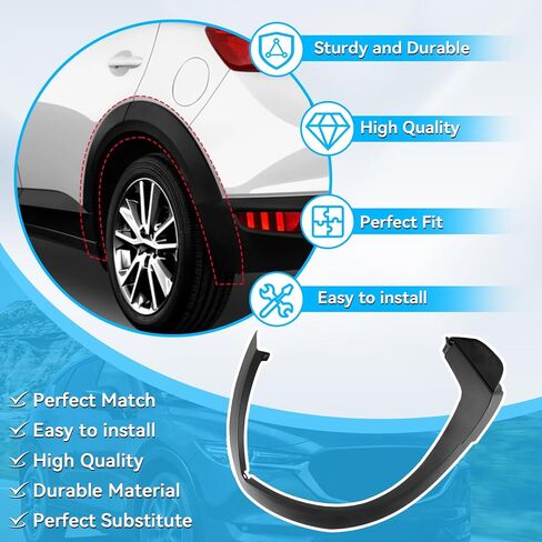 خلفي السائق اليسرى Fender Fender Fender فتح العجلة تقليم تقليم متوافق مع Mazda CX-9 2016-2023#OEM TK48-51-W60H ، TK4851W60H ، TK48-51-W60F ، TK4851W60F LECH WHELE HOLL in Saudi Arabia