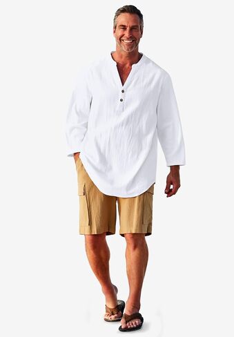 KingSize Men's Big & Tall Gauze Mandarin Collar Shirt in Kuwait