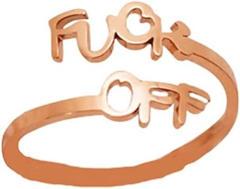 LLYANZ Stainless Steel Fuck Words Open Rings can Adjustable 7-9 Size in Saudi Arabia