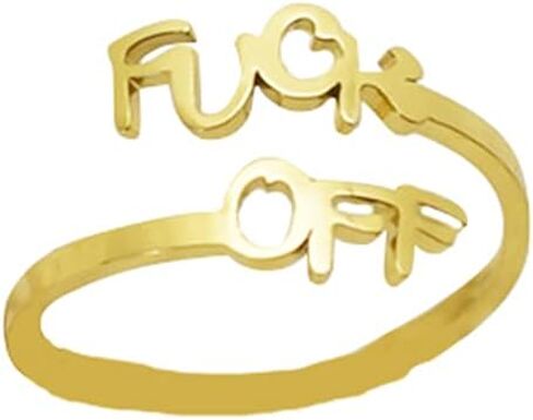 LLYANZ Stainless Steel Fuck Words Open Rings can Adjustable 7-9 Size in Saudi Arabia