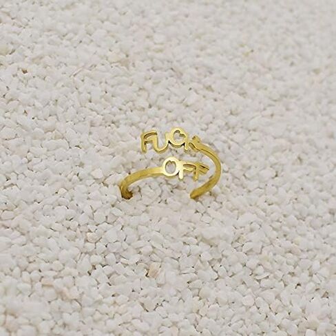 LLYANZ Stainless Steel Fuck Words Open Rings can Adjustable 7-9 Size in Saudi Arabia