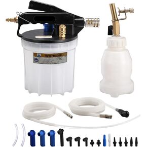 Vacuum Brake Bleeder Kit, One Person Pneumatic Brake Fluid & Clutch Bleeding Extractor Tool with 1L Refilling Bottle & Adapters, Hose