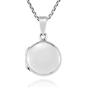 AeraVida Adorable Plain Round Locket .925 Sterling Silver Pendant Necklace | Minimalist Valentine’s Keepsake Jewelry for Women
