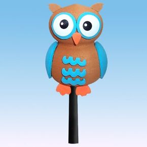 Blue Owl Car, Truck, SUV Antenna Topper Cute Auto Accessory (Fits Thick Fat Style Antenna)