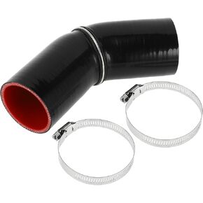 X AUTOHAUX 1 Set 60mm/2.36" ID 102mm/4.02" Length 45 Degrees Black Red Car Silicone Hose with Clamps Coolant Hose Universal
