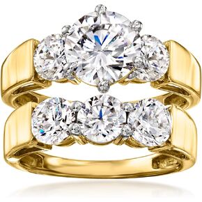 Ross-Simons 4.00 ct. t.w. CZ Jewelry Set: 2 Rings in 18kt Gold Over Sterling