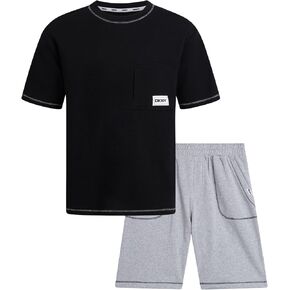 DKNY Boys' Shorts Set - 2 Piece Soft Fleece Pullover Crewneck T-Shirt and Shorts for Boys with Elastic Waistband (Sizes:8-12) in Saudi Arabia