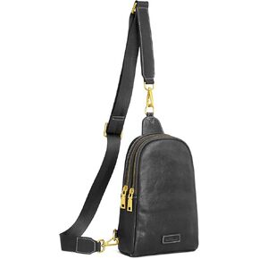 S-ZONE Leather Crossbody Bags for Women Sling Bag RFID Anti Theft Shoulder Purse Fanny Pack