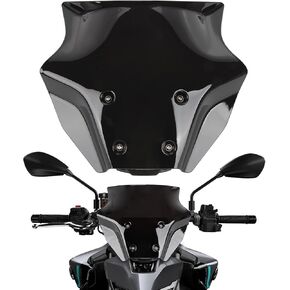 2021-2024 MT09 FZ09 الزجاج الأمامي مع قوس دراجة نارية MT09 الزجاج الأمامي FZ-09 ملحقات واقي الزجاج الأمامي لـ MT-09 FZ09 2021 2022 2023 2024 ، Black