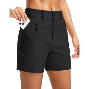 SANTINY Women's 5" Hiking Golf Shorts Quick Dry Stretch Casual Work Shorts with Pockets for Women Walking Travel Summer