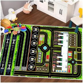 Kids Rug Car Rugs Airplane Road Carpet Playmat for Play Toy Cars, Airport Parking Track Rug Carpet for Playroom Nursery Classroom Kids Room, Play Floor Mat Great Gift for Boy Girl 2.6x3.9ft