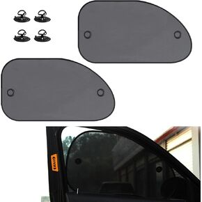 2 PCS Car Window Shades, Cling Sunshade for Car Side Window, 25" x 15" Mesh Breathable Side Window Sun Shade with Sucker, Sun Glare and Harmful Rays Protection for Baby Kids Driver (Black)