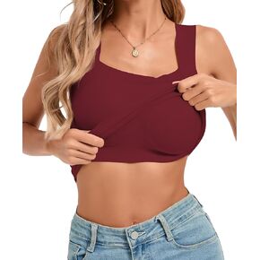 Womens U Neck Shapewear Built-in Bra Tank Top High Strechy Slim Fit Tummy Control Compression Camisole Workout Tops