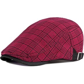 YAMEIZE Retro Men Beret Flat Cap - Newsboy Hat Baker Boy's Ivy Adjustable Flat Cap Trendy Cabbie Beret Hat Peaky Cotton