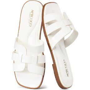Women's Flat Sandals Casual Slip On Cross Band Sandals for Women Summer Dressy Slide Beach Sandal