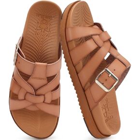 KuaiLu Gladiator Sandals for Women with Comfortable Arch Support Summer Beach Walking Fisherman Slides Boho Outfits Slip on Cushion Shoes Indoor Outdoor