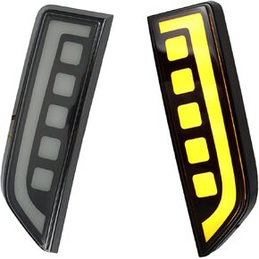 Smoked Housing Clear LED DRL Light Amber Sequential Flash Signal DRL Fender Side Marker Light Lamp Compatible with Ford Bronco 2021-2024 Sport Pickup Truck Front Fender Edge