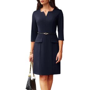 GRACE KARIN 2025 Women's 3/4 Sleeve Business Work Dress V Neck Bodycon Sheath Dress with Belt