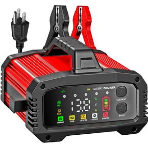 25A Battery Charger, 2/8/20/25 Amp 12V/24V LiFePO4 Lead Acid Fully Automatic Battery Maintainer with Engine Start, 8-Stage Car Battery Trickle Charger, Desulfator for AGM,STD,Gel,Deep Cycle Batteries