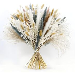 100PCS Air Dried Pampas Grass 6kind Mix Bouquet. Eternal Flower. for Wedding. Party,Photo Props Decor. Boho Dried Floral Arrangement Centerpiece