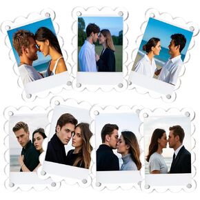 7 Pack Acrylic Polaroid Magnetic Frames for Refrigerator, Clear Picture Frames for Mini Instant Photos, 2.95x4.13 Inch Wallet Size Instax Magnet Frame for Fridge